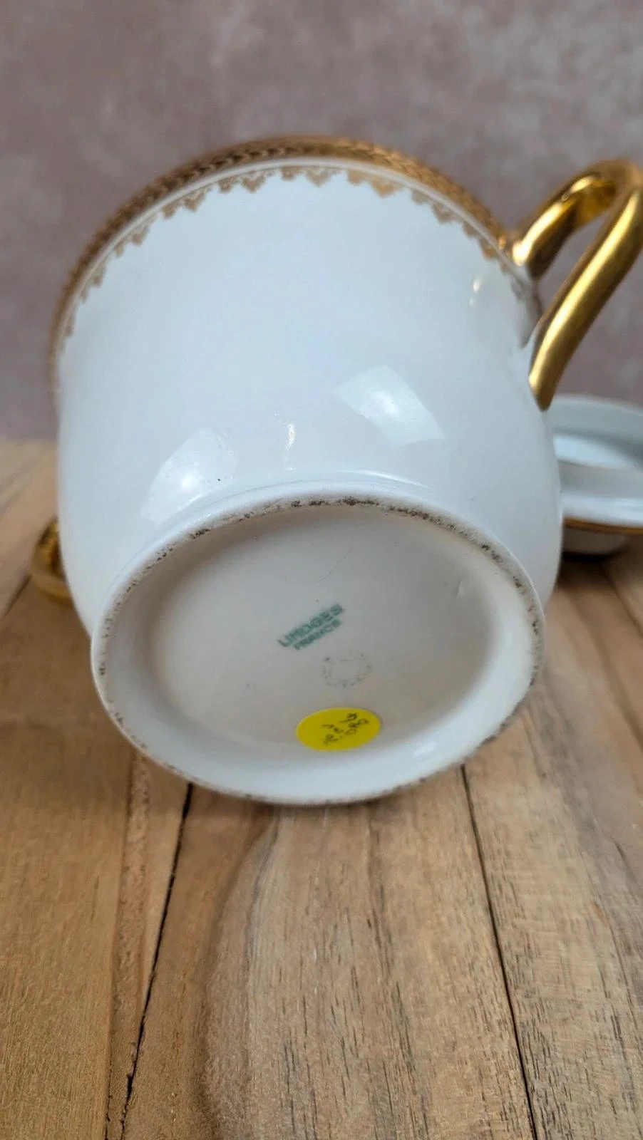 Oude suikerpot in porselein van Limoges – elegant goudkleurig decor – photo 8